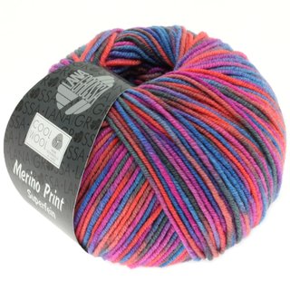 Cool Wool Merino Superfein Print Violett/Orange/Blaugrau 782