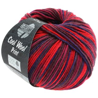 Cool Wool Merino Superfein Print Leuchtendrot / Magnolie / Brombeer / Dunkelviolett 796