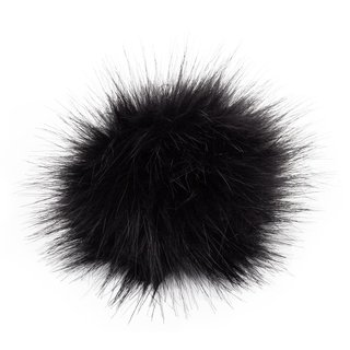 Fellpompon mit Druckknopf black