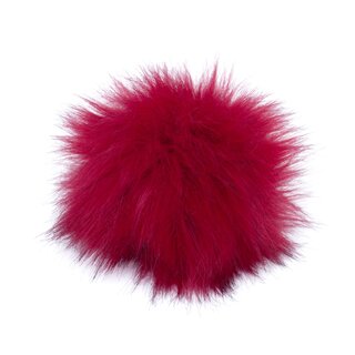 Fellpompon mit Druckknopf scarlet