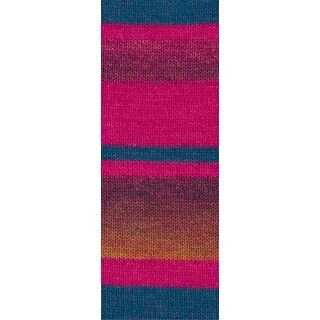 Gomitolo Tosca Dunkelpetrol/Pink/Rotviolett/Brombeer/Goldgelb 165