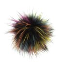 Fellpompon mit Druckknopf rainbow