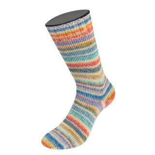 COOL WOOL 4 SOCKS PRINT 7763-Ecru/Trkis/Hellblau/Graublau/Gelb/Orange/Lila/Tomatenrot/Kornblume/Rost