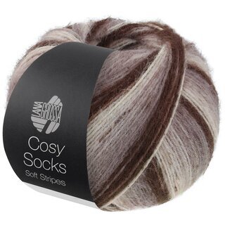 MEILENWEIT 100g Cosy Socks Soft Stripes 103-Mokka/Graubraun/Beige/Creme