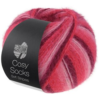 MEILENWEIT 100g Cosy Socks Soft Stripes 105-Bordeaux/Rosa/Himbeer/Pink
