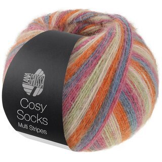 MEILENWEIT 100g Cosy Socks Multi Stripes 154-Dunkelgrau/Graublau/Fuchsia/Lichtgr�n/ Creme/Orange