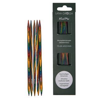 Strumpfstricknadel Design-Holz Multicolor 8,0/20 cm