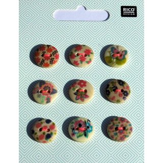 Knopfmix Holz Floral